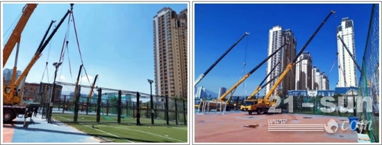 徐工起重機在大學(xué)里建設(shè)室內(nèi)運動場所